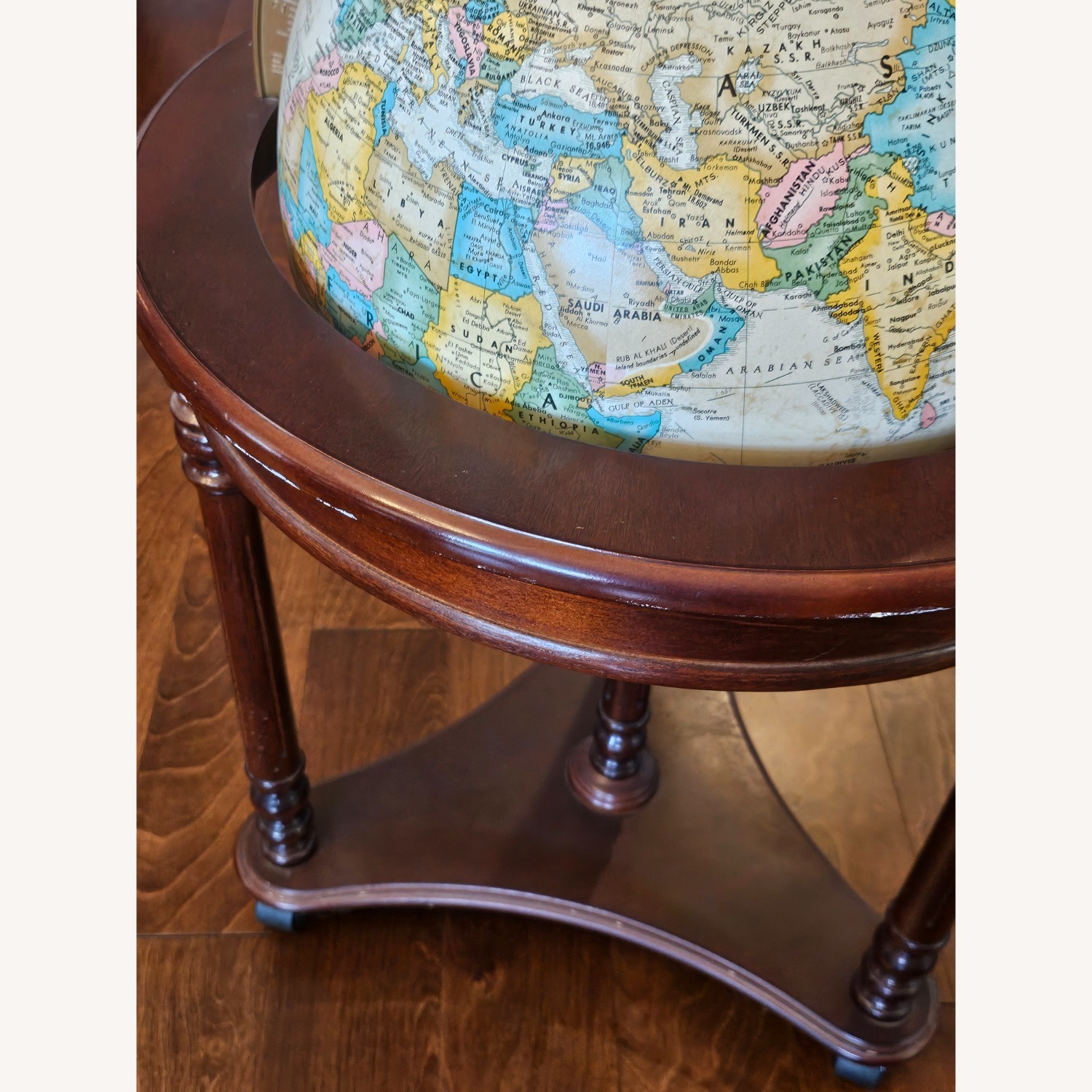 Vintage Cherry Wood Globe - image-4