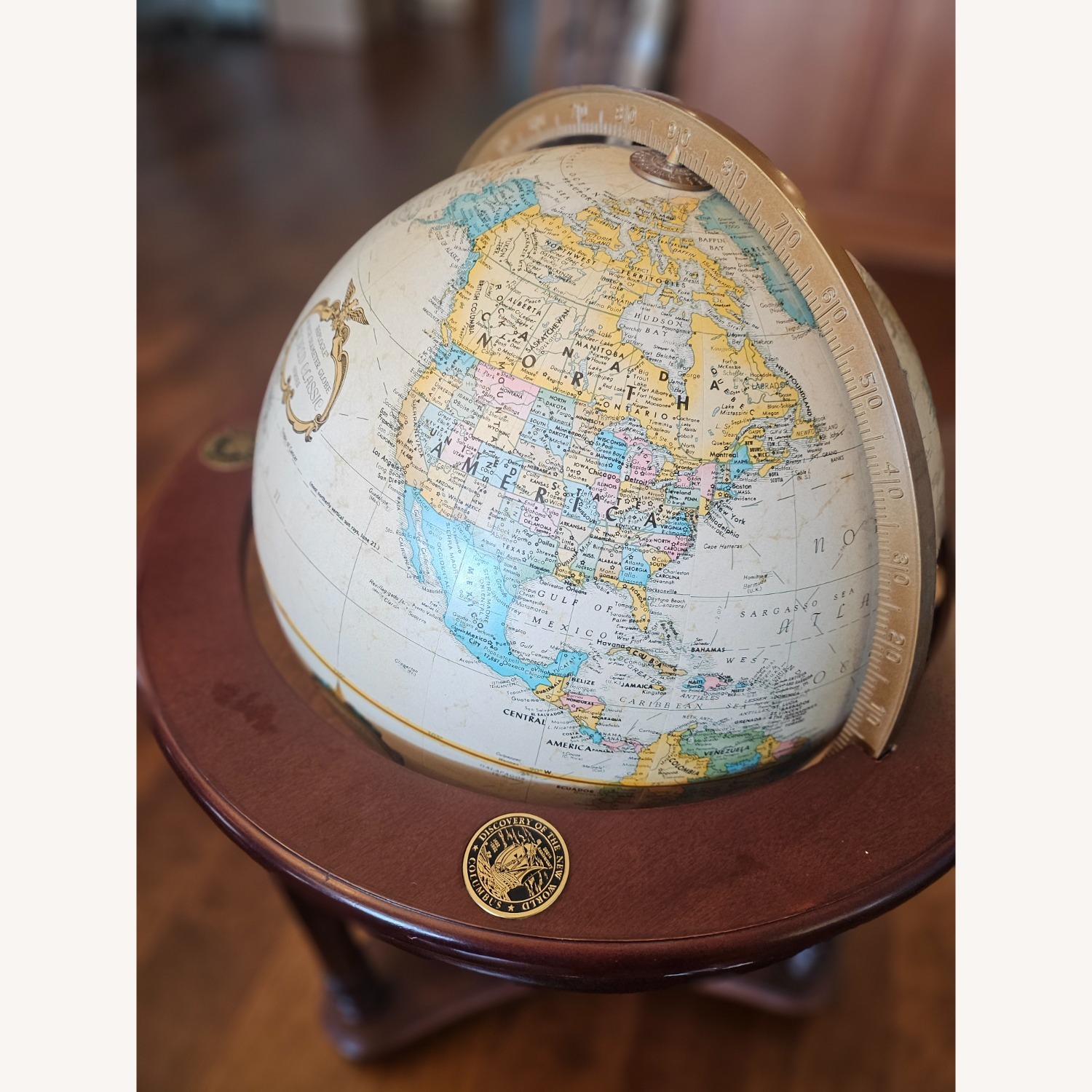 Vintage Cherry Wood Globe - image-2