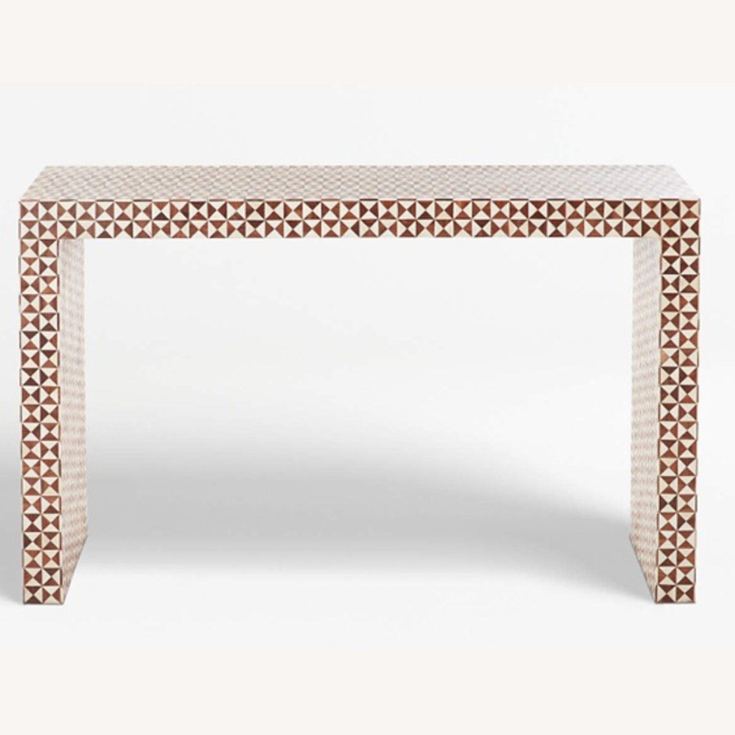 Crate & Barrel Intarsia Rectangular Mosaic Teak Wood 50" Console Table - image-8