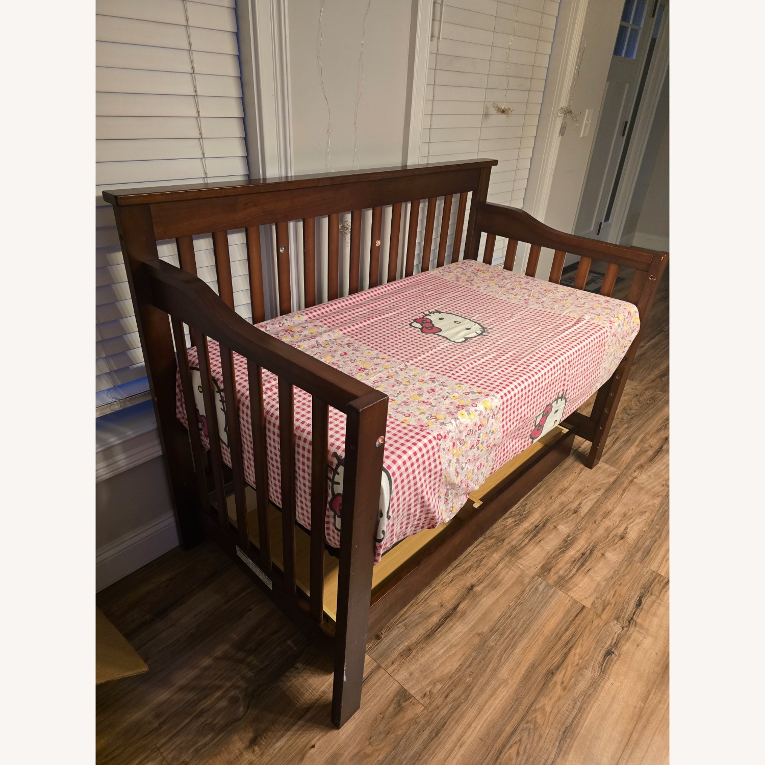 Dark Brown Wood Crib - image-4