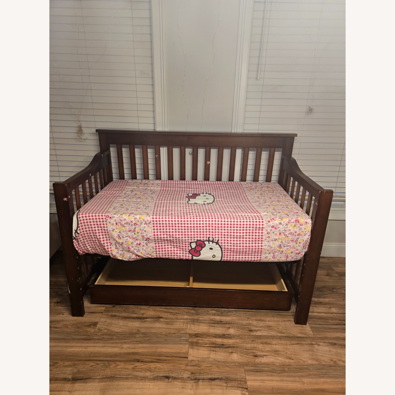 Dark Brown Wood Crib - image-5
