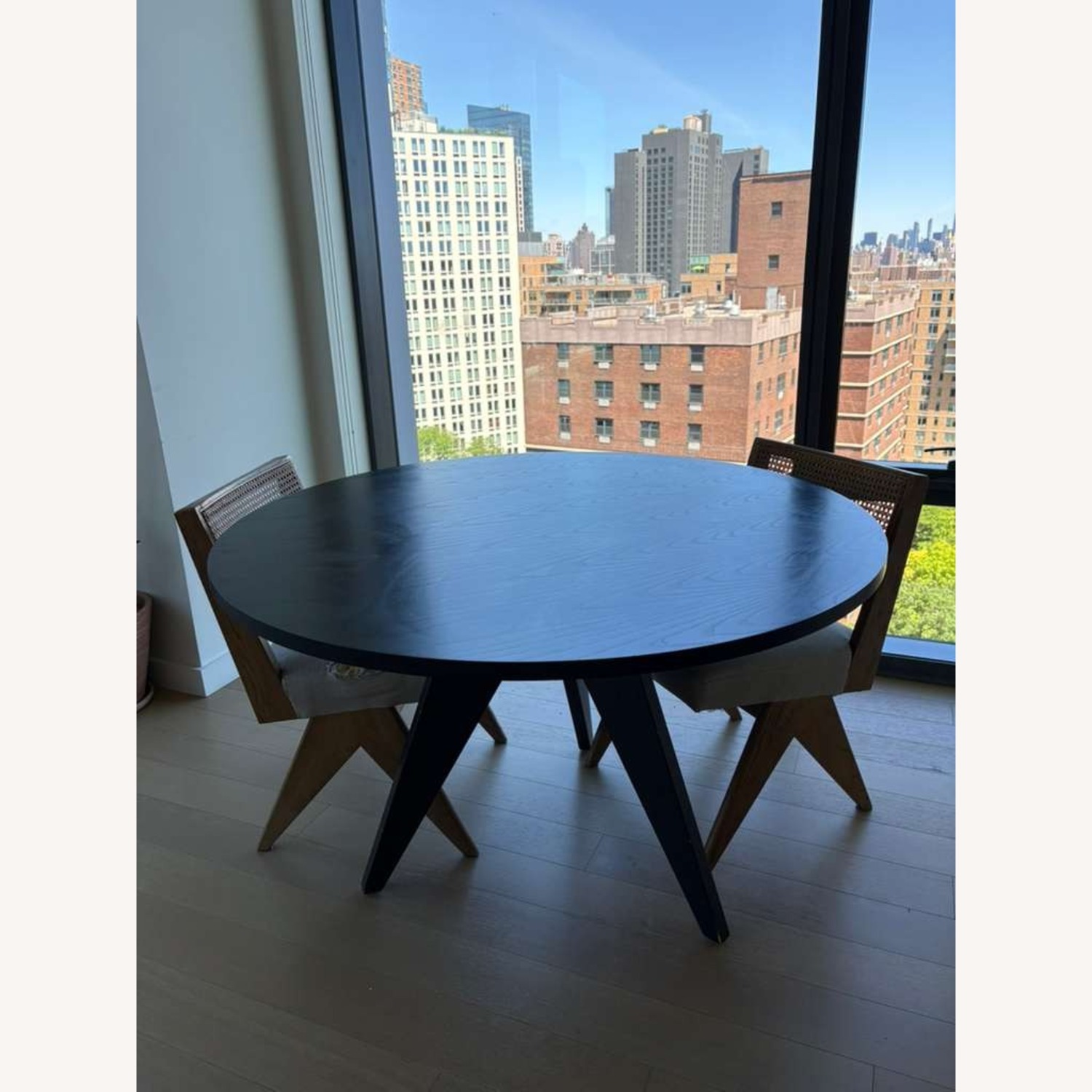 Gueridon Round Dining Table Black Wood - image-1