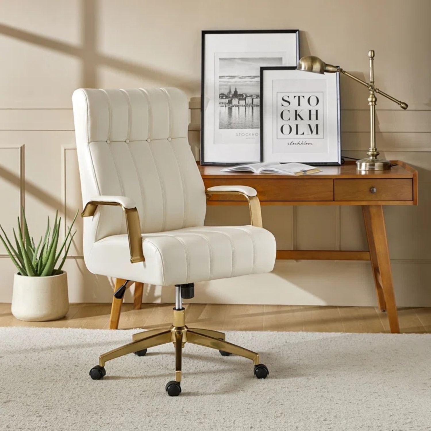 Wayfair White Faux Leather Office Chair - image-6