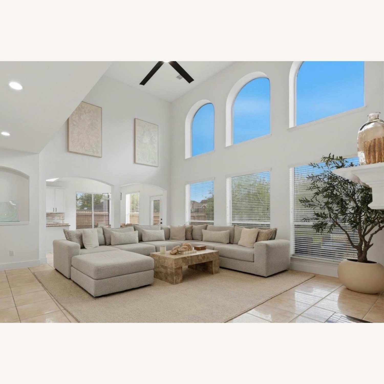 Natural Fabric 3+ Piece Sectional - image-1