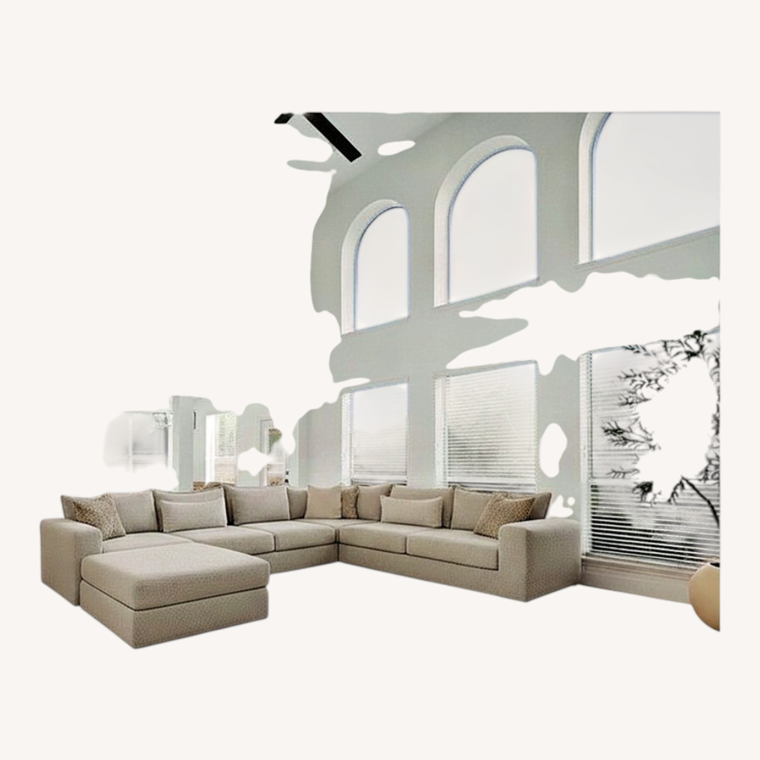 Natural Fabric 3+ Piece Sectional - image-5