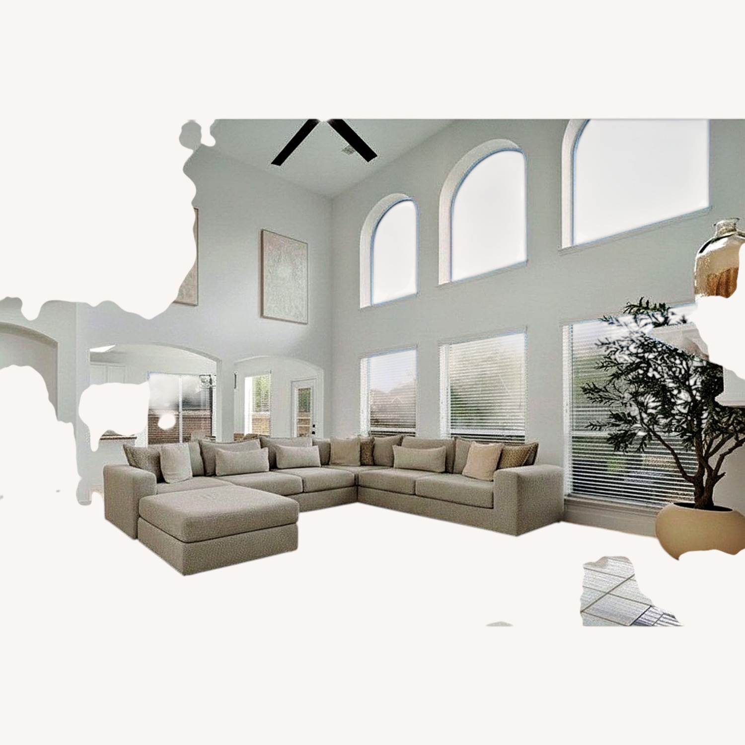 Natural Fabric 3+ Piece Sectional - image-4