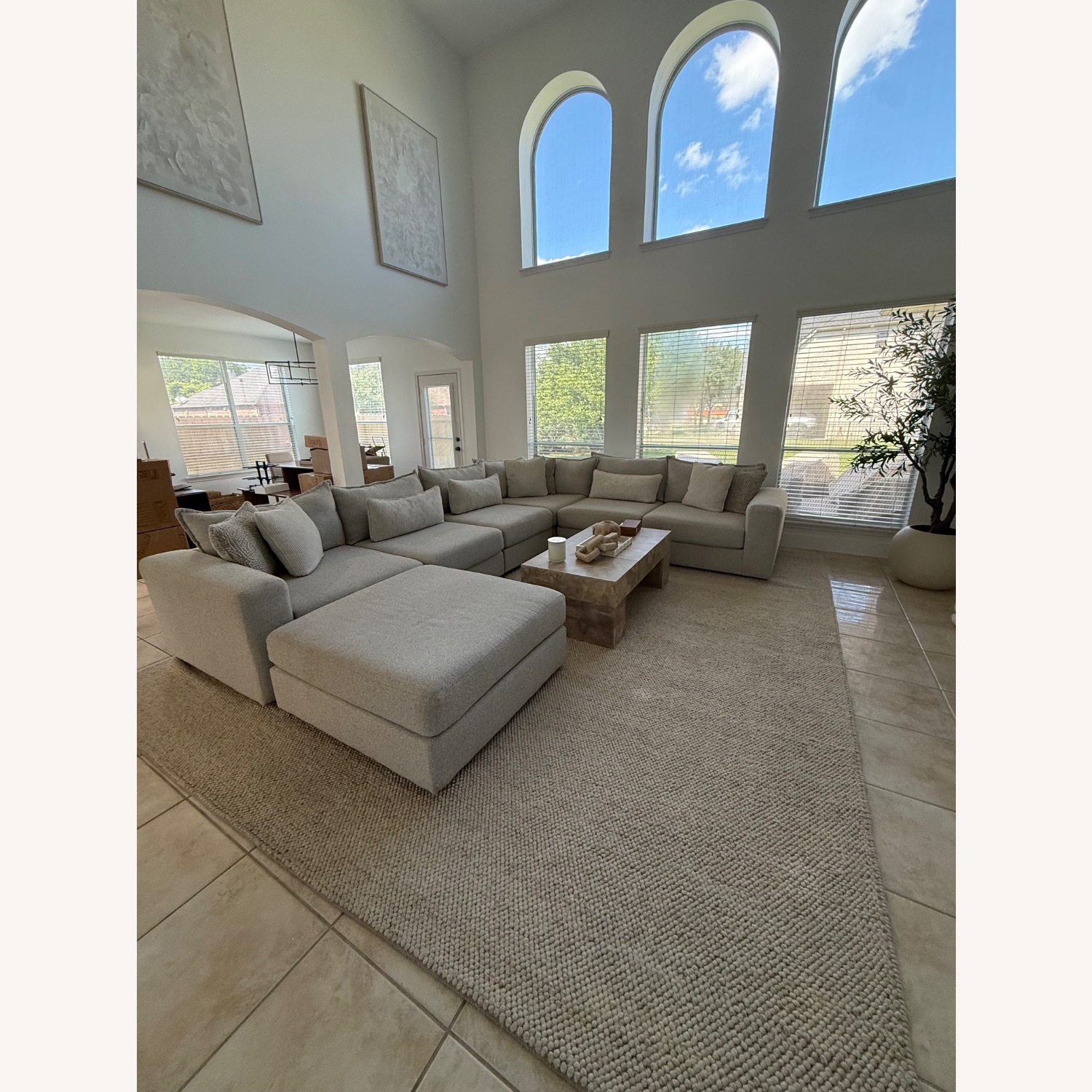 Natural Fabric 3+ Piece Sectional - image-3