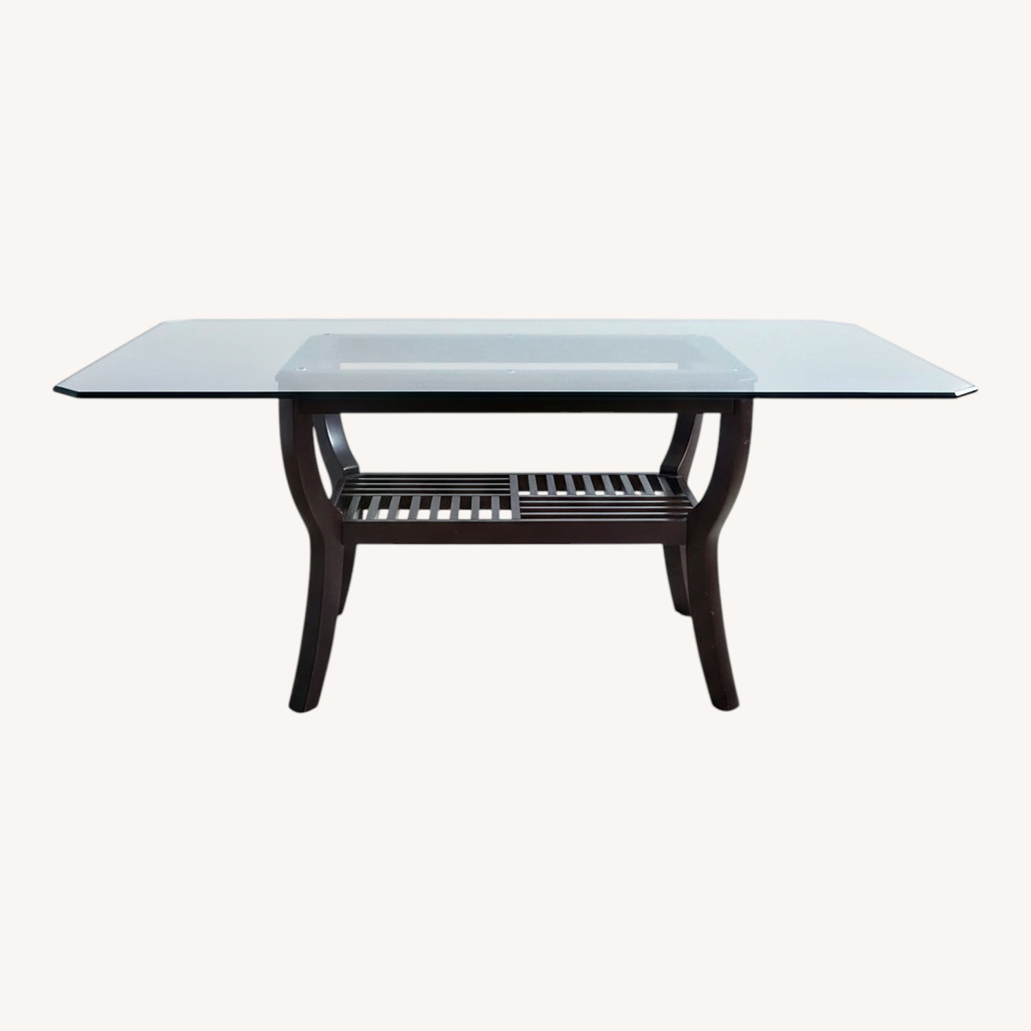Dark Brown Glass Dining Table - image-0