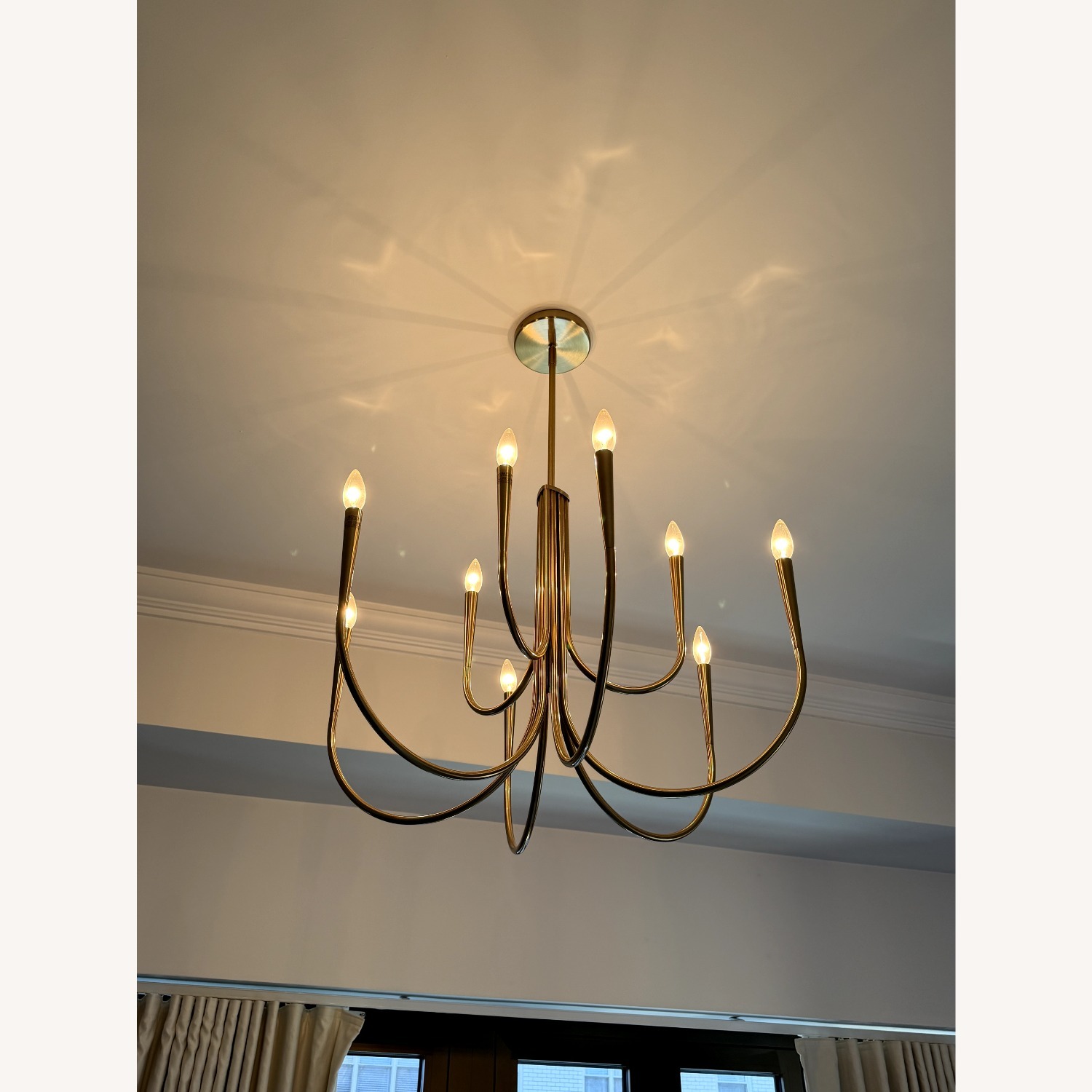 West Elm Swoop Arm Chandelier, Large, Brass - image-4