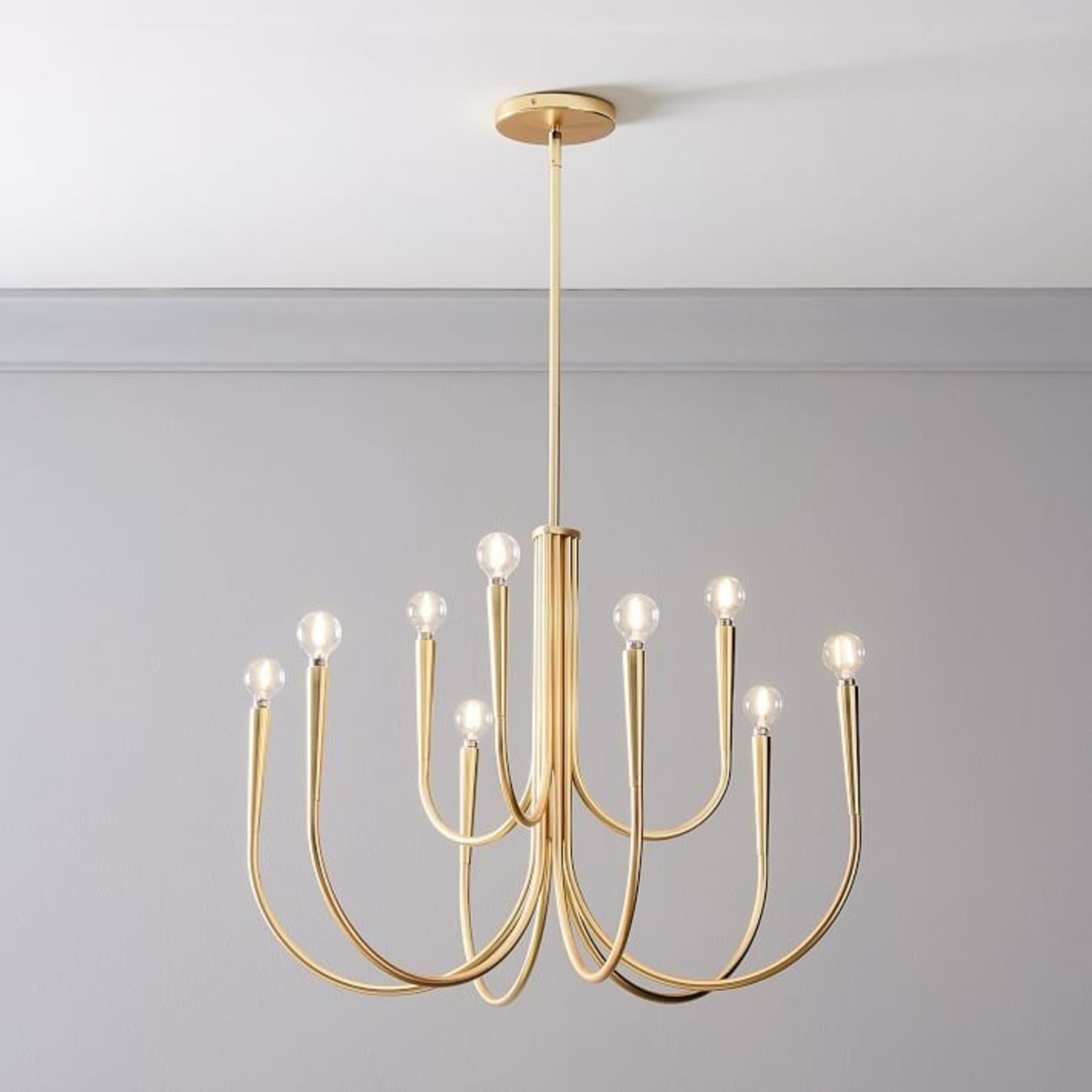 West Elm Swoop Arm Chandelier, Large, Brass - image-2