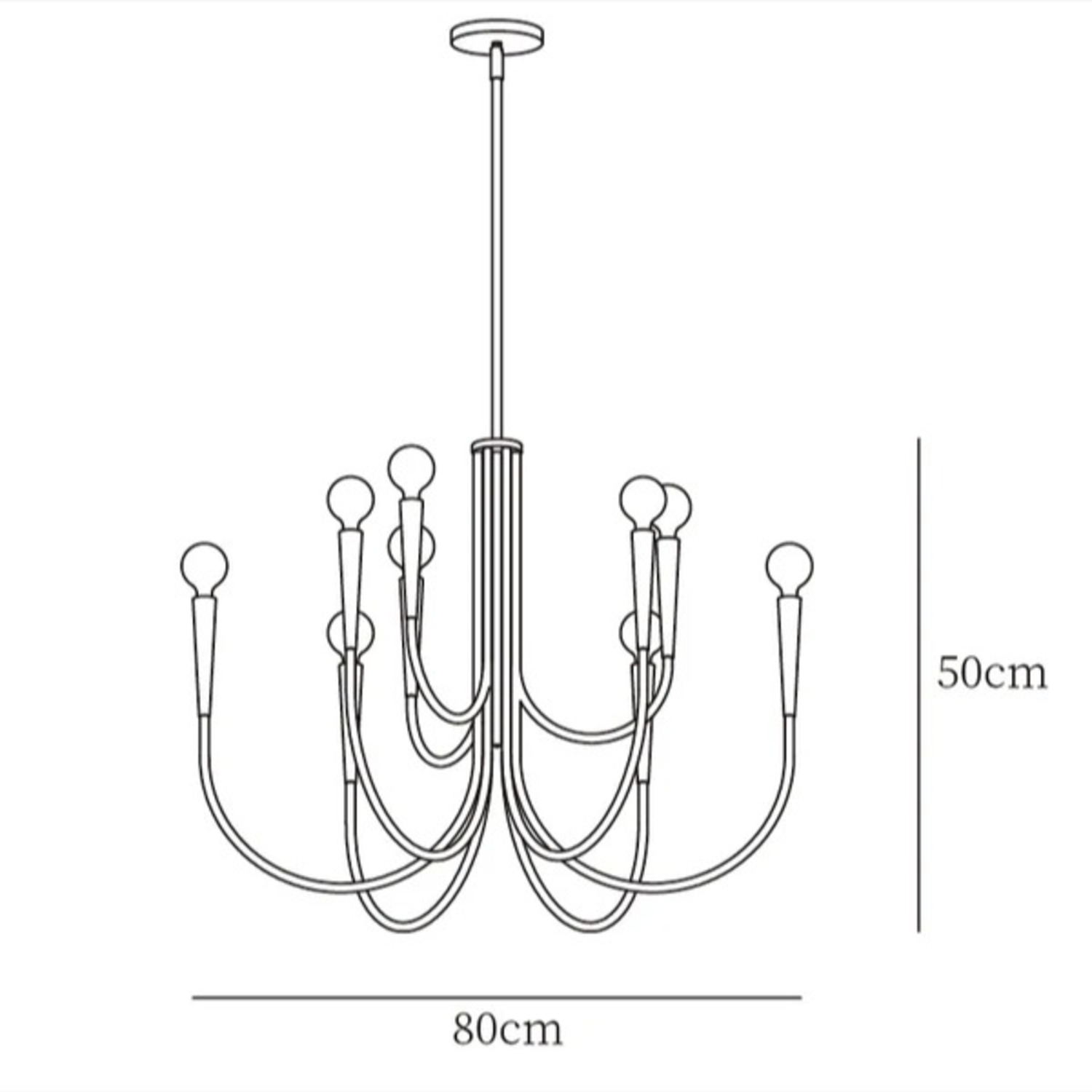 West Elm Swoop Arm Chandelier, Large, Brass - image-1