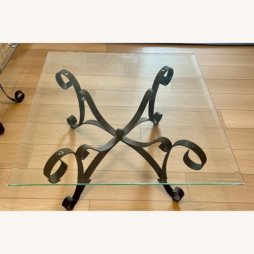 Used Wrought Iron and Glass Coffee Table for sale on AptDeco