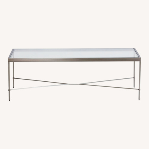 Used Ethan Allen Josie Gold Glass Coffee Table for sale on AptDeco