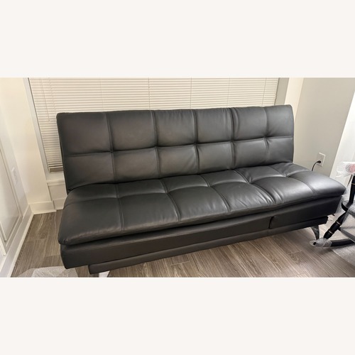 Used Serta Black Faux Leather Futon for sale on AptDeco