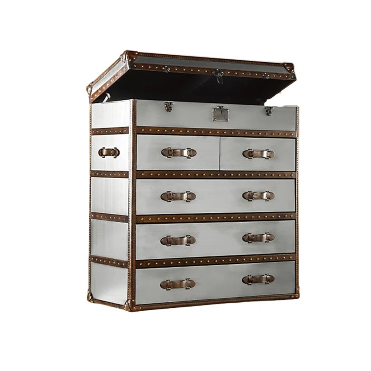 Timothy Oulton Dark Brown Leather Dresser - image-4
