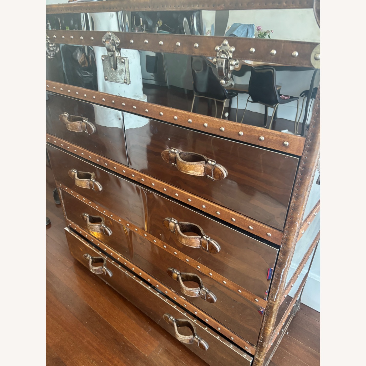 Timothy Oulton Dark Brown Leather Dresser - image-1