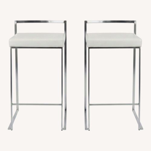 Used Bed Bath & Beyond White Leather Dining Chairs for sale on AptDeco