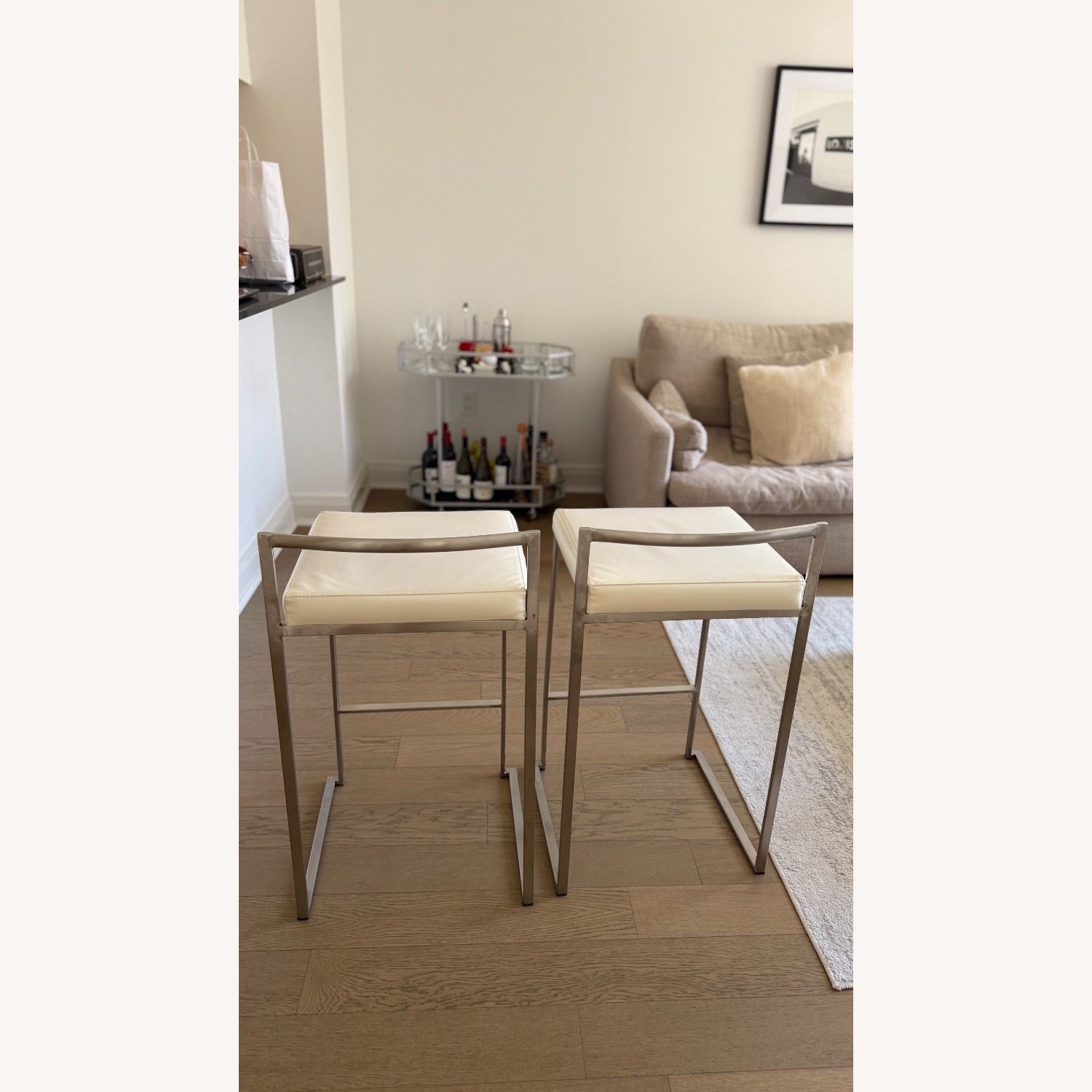 Bed Bath & Beyond White Leather Dining Chairs - image-3