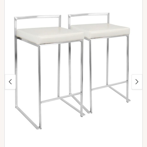 Used Bed Bath & Beyond White Leather Dining Chairs for sale on AptDeco