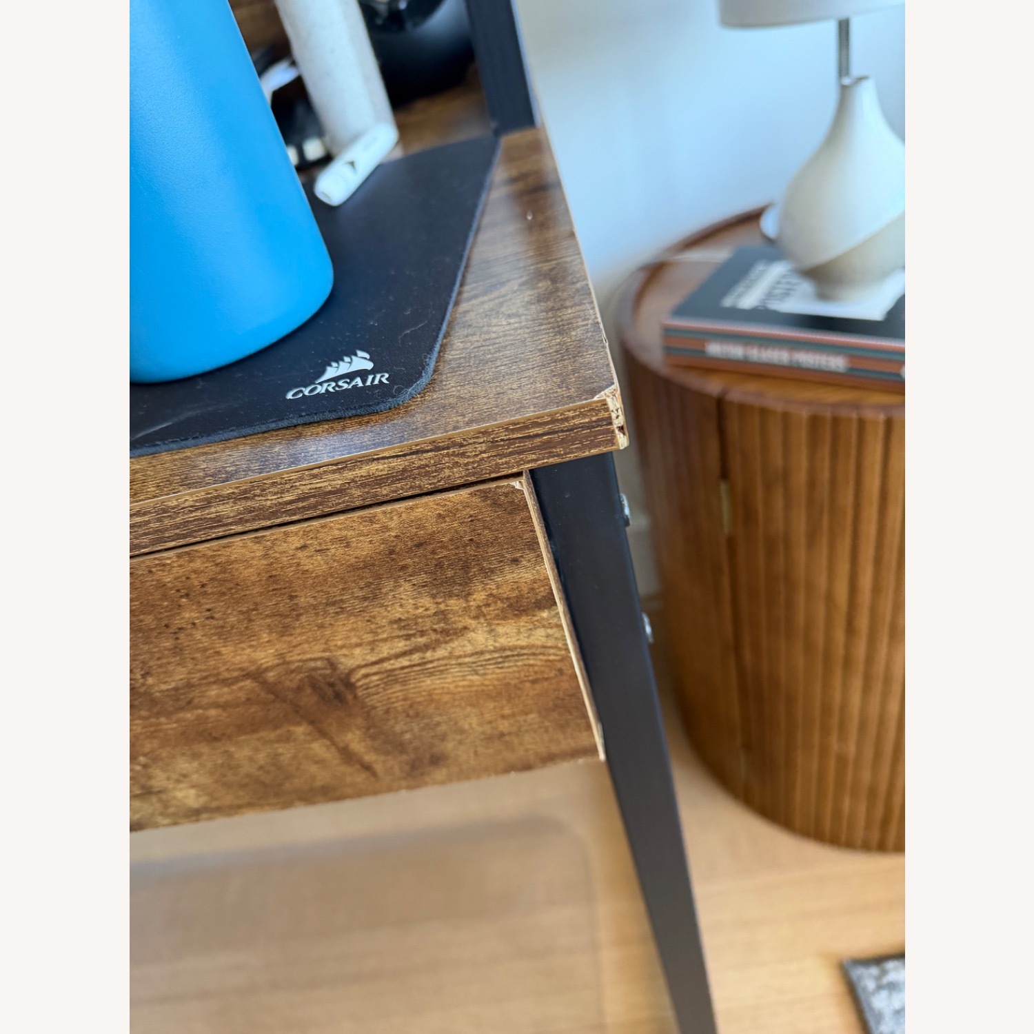 Dark Brown Wood Desk - image-3