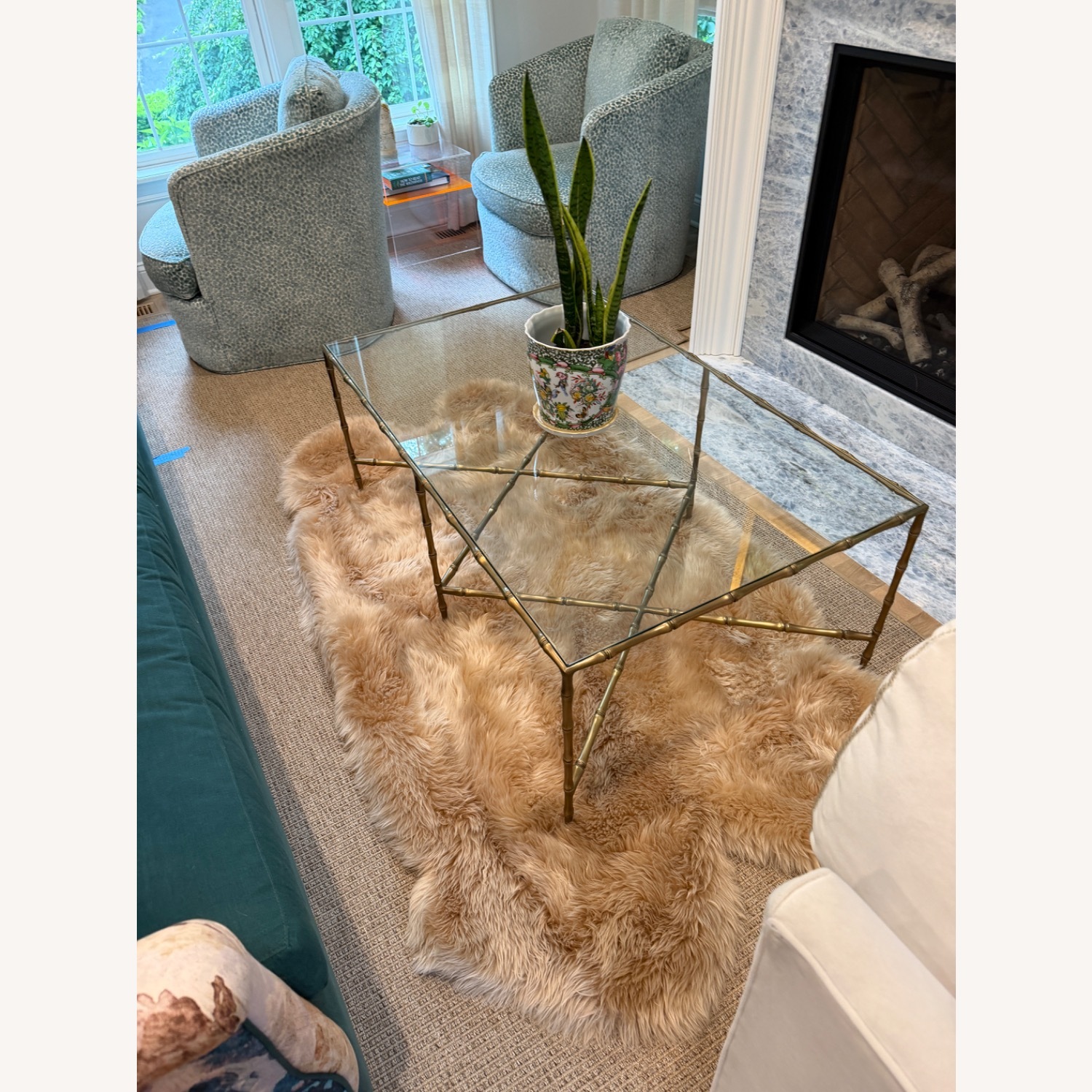 Dark Brown Brass Coffee Table - image-3