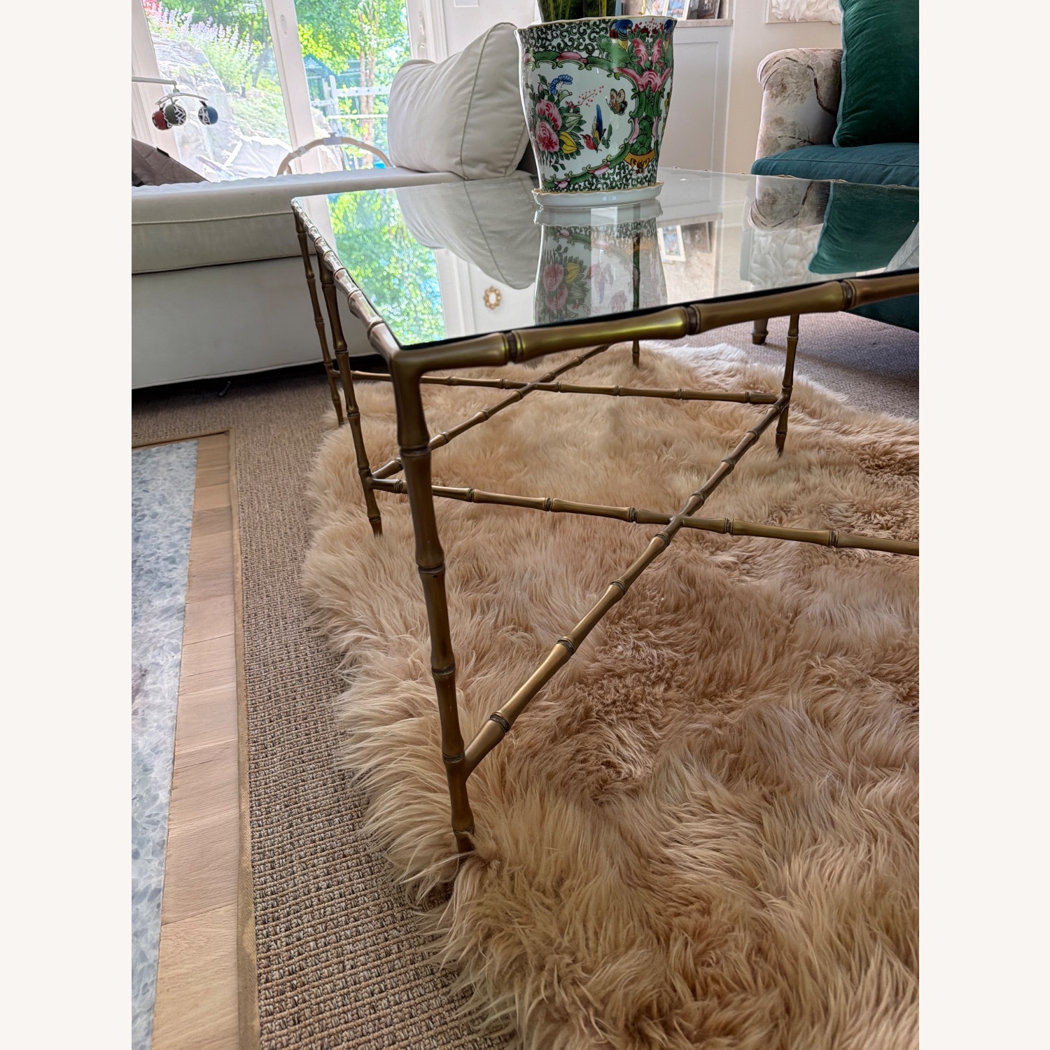 Dark Brown Brass Coffee Table - image-5