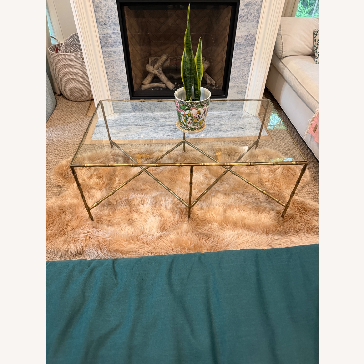 Dark Brown Brass Coffee Table - image-2