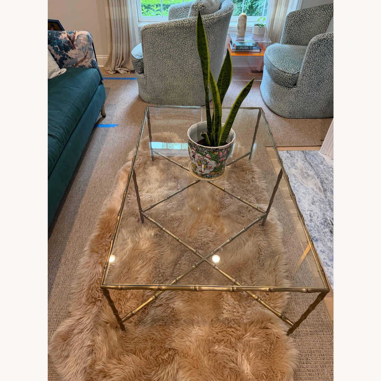 Dark Brown Brass Coffee Table - image-1
