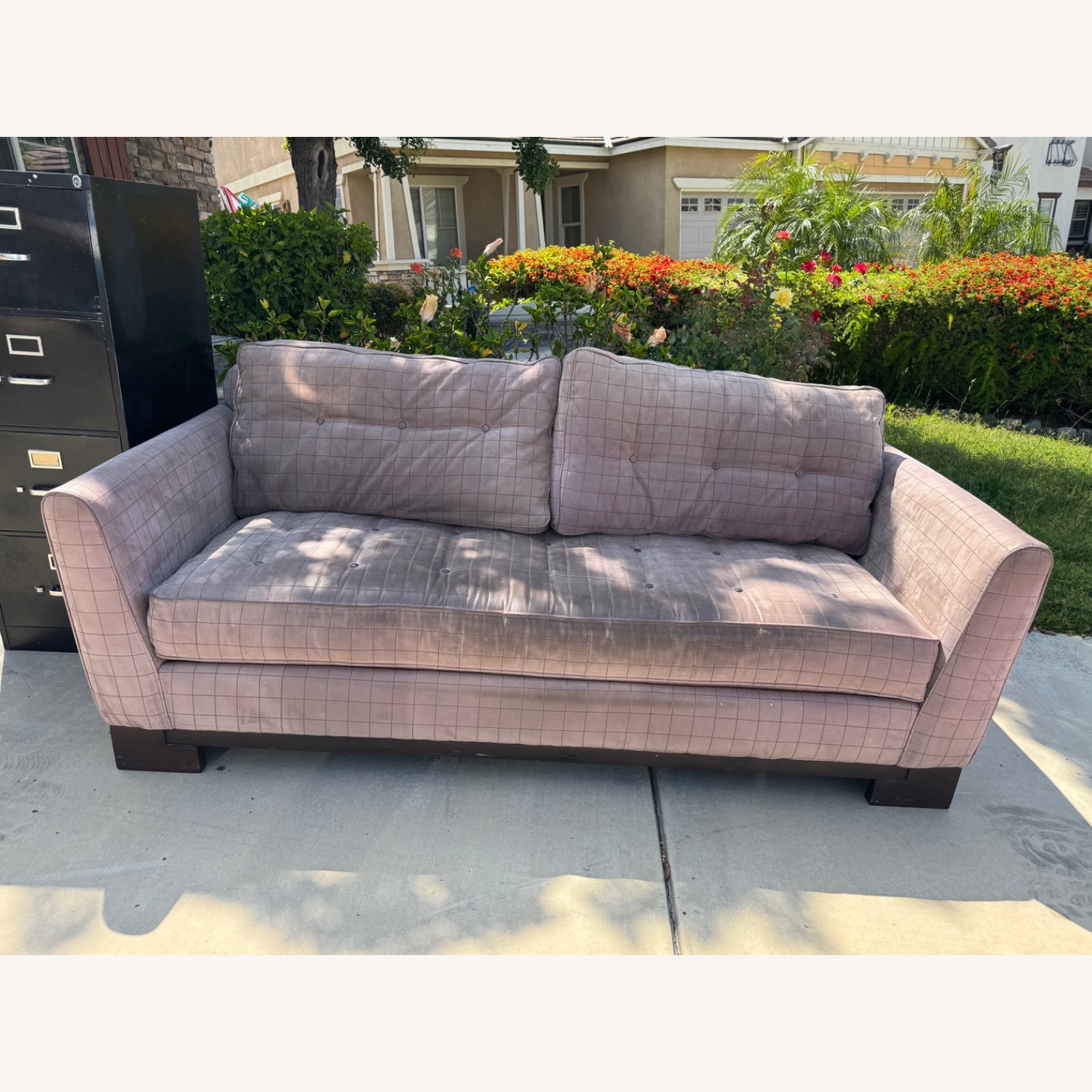 Vintage/Antique Finds Light Brown Fabric Loveseat - image-1