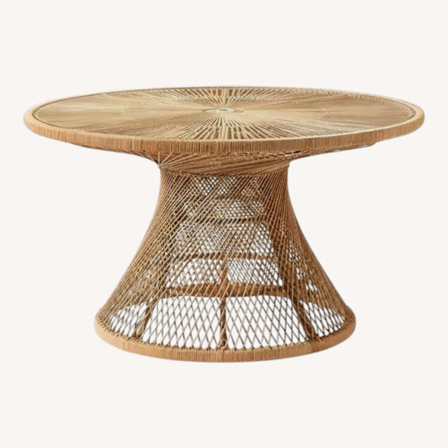 Used Serena & Lily Blithedale Natural Rattan Dining Table for sale on AptDeco