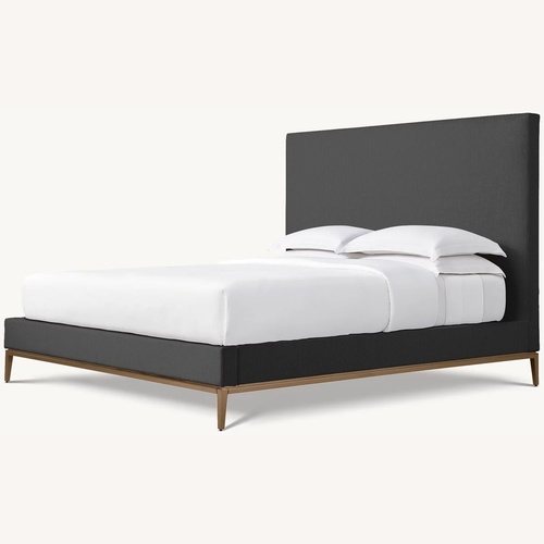 Used Restoration Hardware Dark Gray Velvet Queen Bed for sale on AptDeco