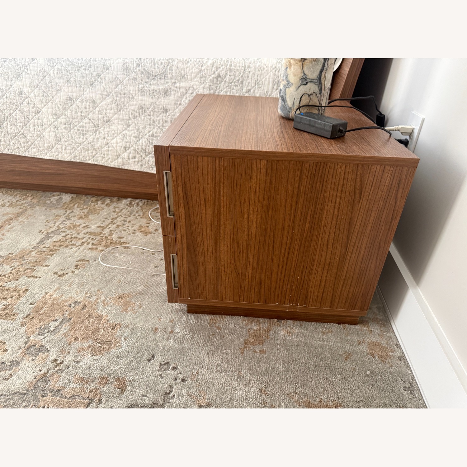 Lazzoni Stone Dark Brown Wood Nightstands - image-3