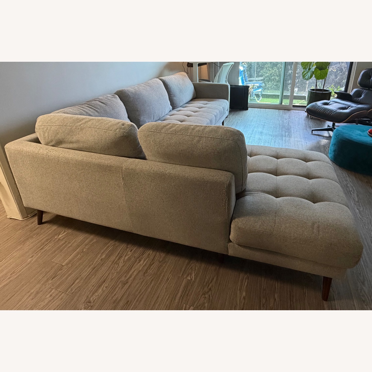 Living Spaces Ginger Light Gray Fabric 2 Piece Sectional - image-3