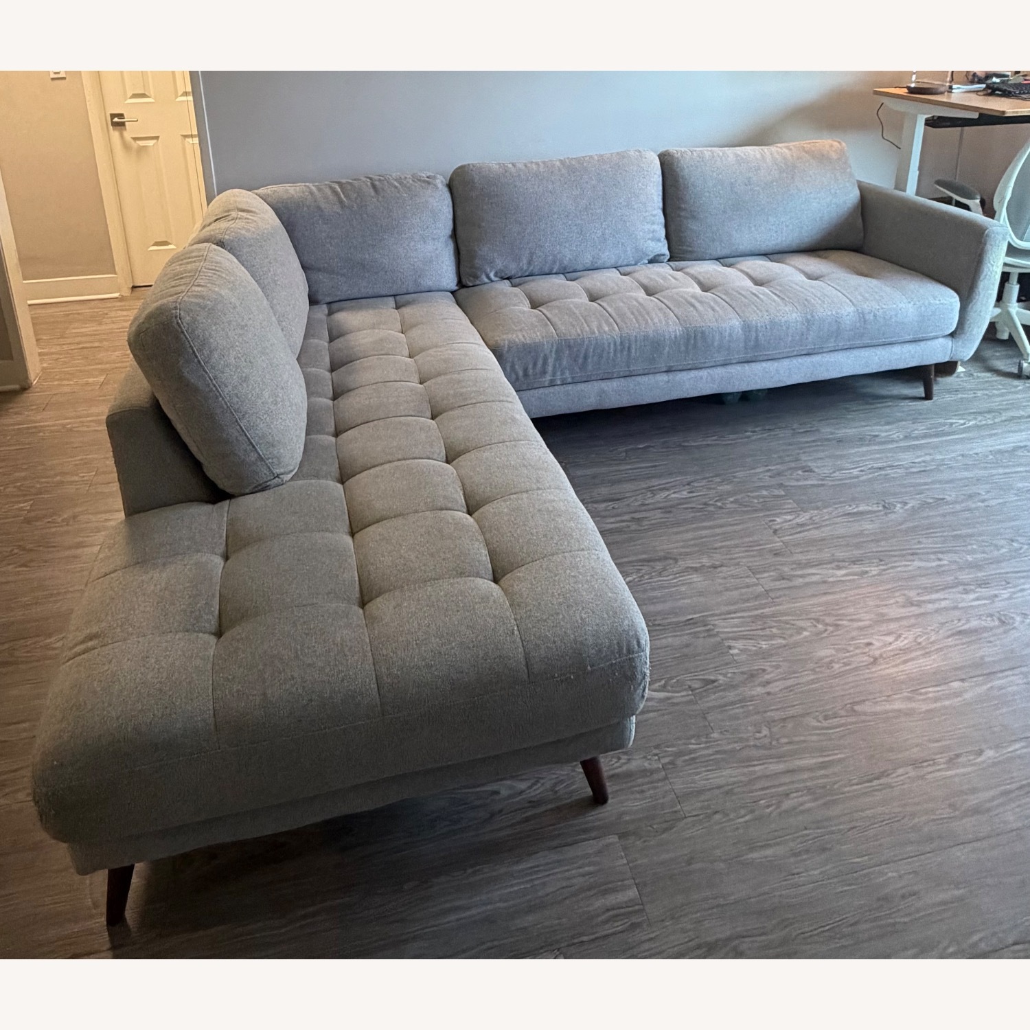Living Spaces Ginger Light Gray Fabric 2 Piece Sectional - image-2