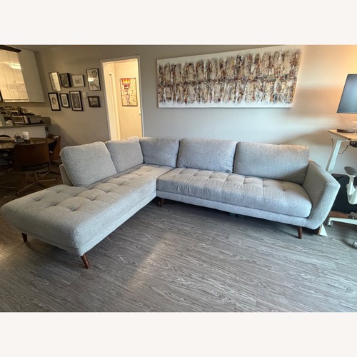 Used Living Spaces Ginger Light Gray Fabric 2 Piece Sectional for sale on AptDeco