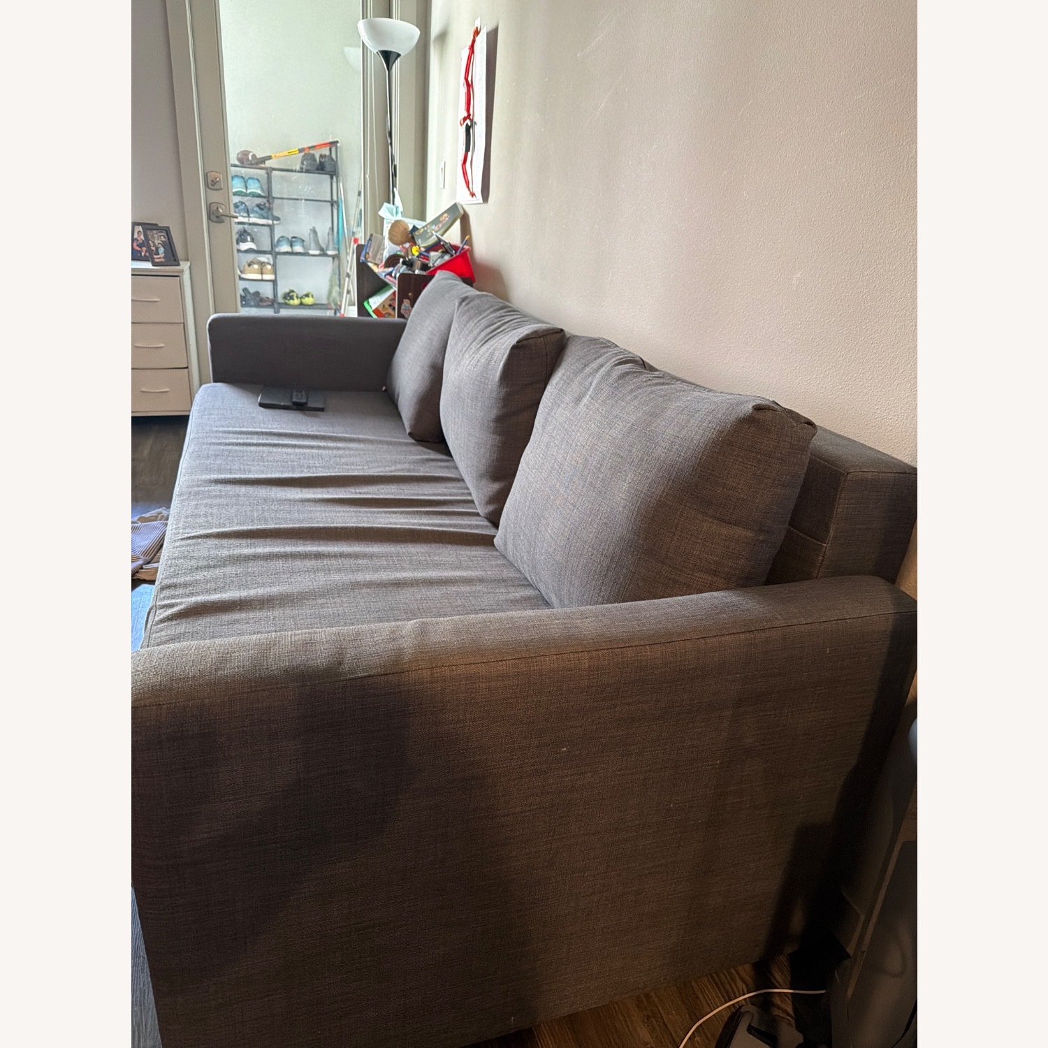 IKEA Friheten Dark Gray Wood Sleeper Sofa - image-3