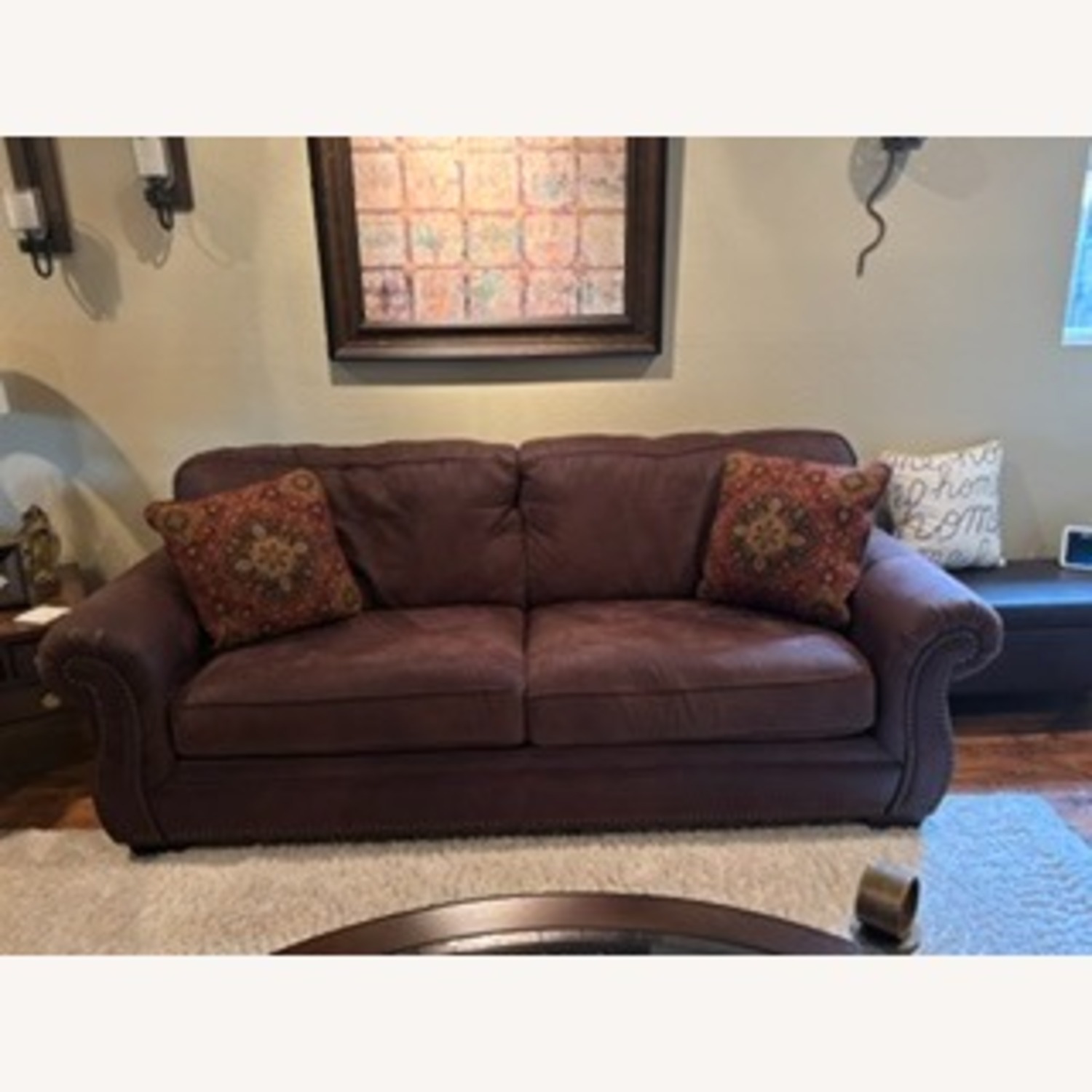 Brown Leather Sofa - image-1