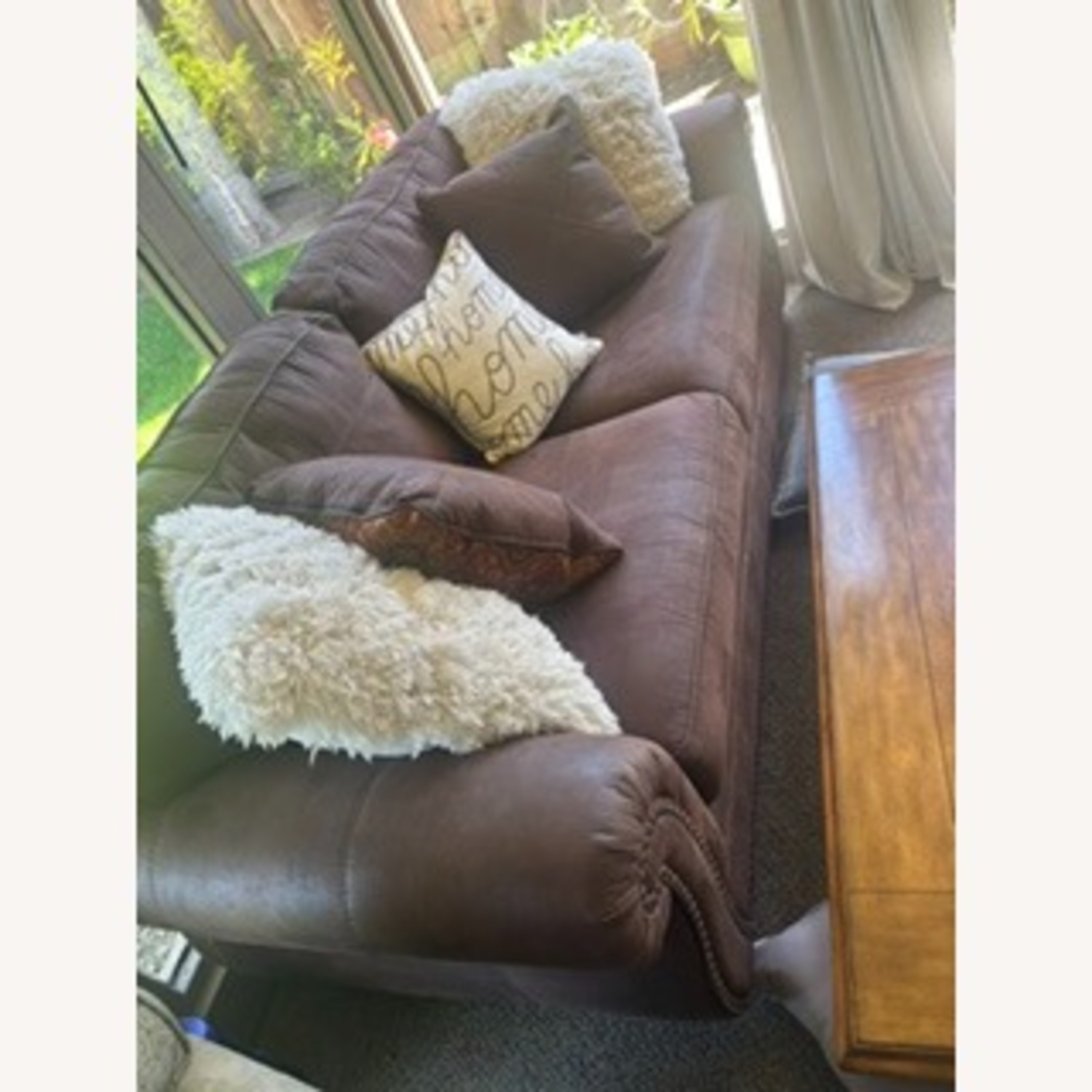 Brown Leather Sofa - image-3
