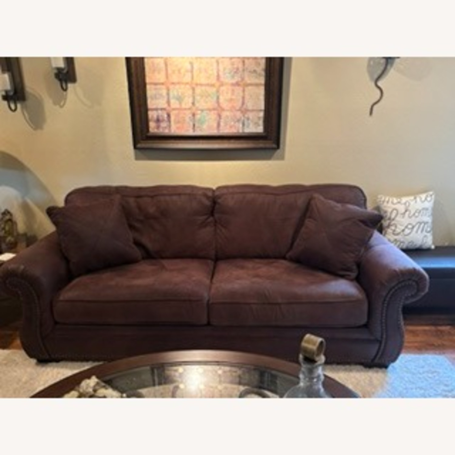 Brown Leather Sofa - image-2