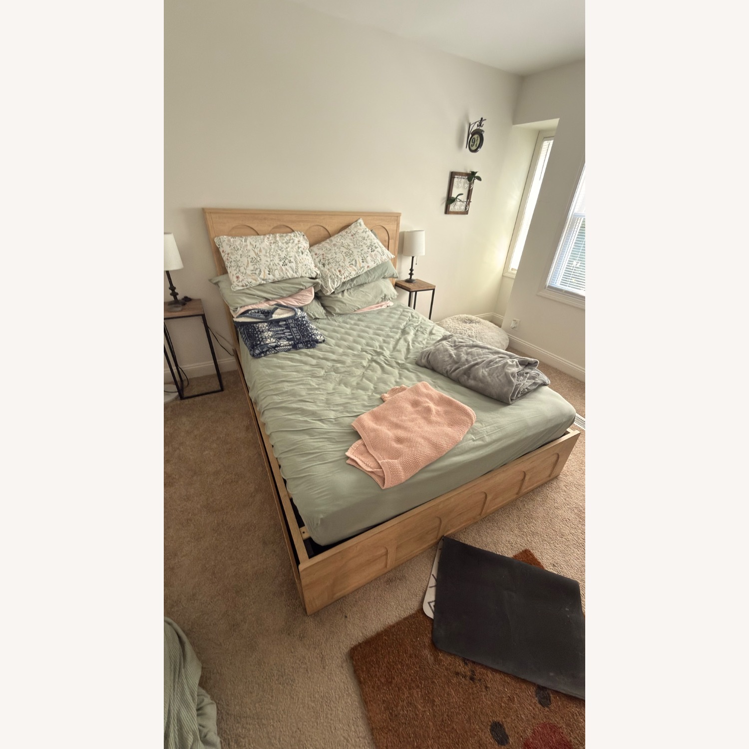 Wood Queen Bed Frame with Under Bed Storage - image-1