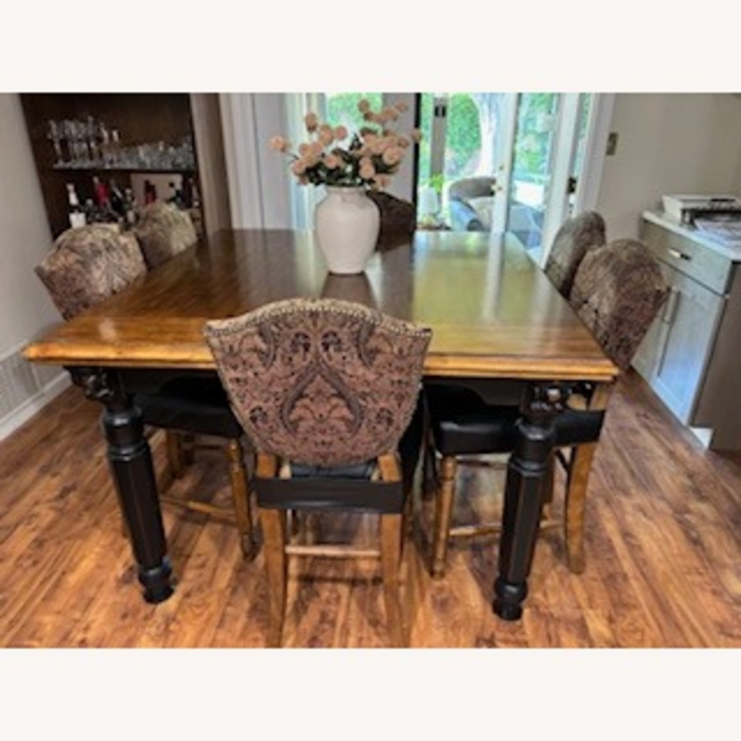 Ashley Furniture Dark Brown Fabric Dining Table - image-1