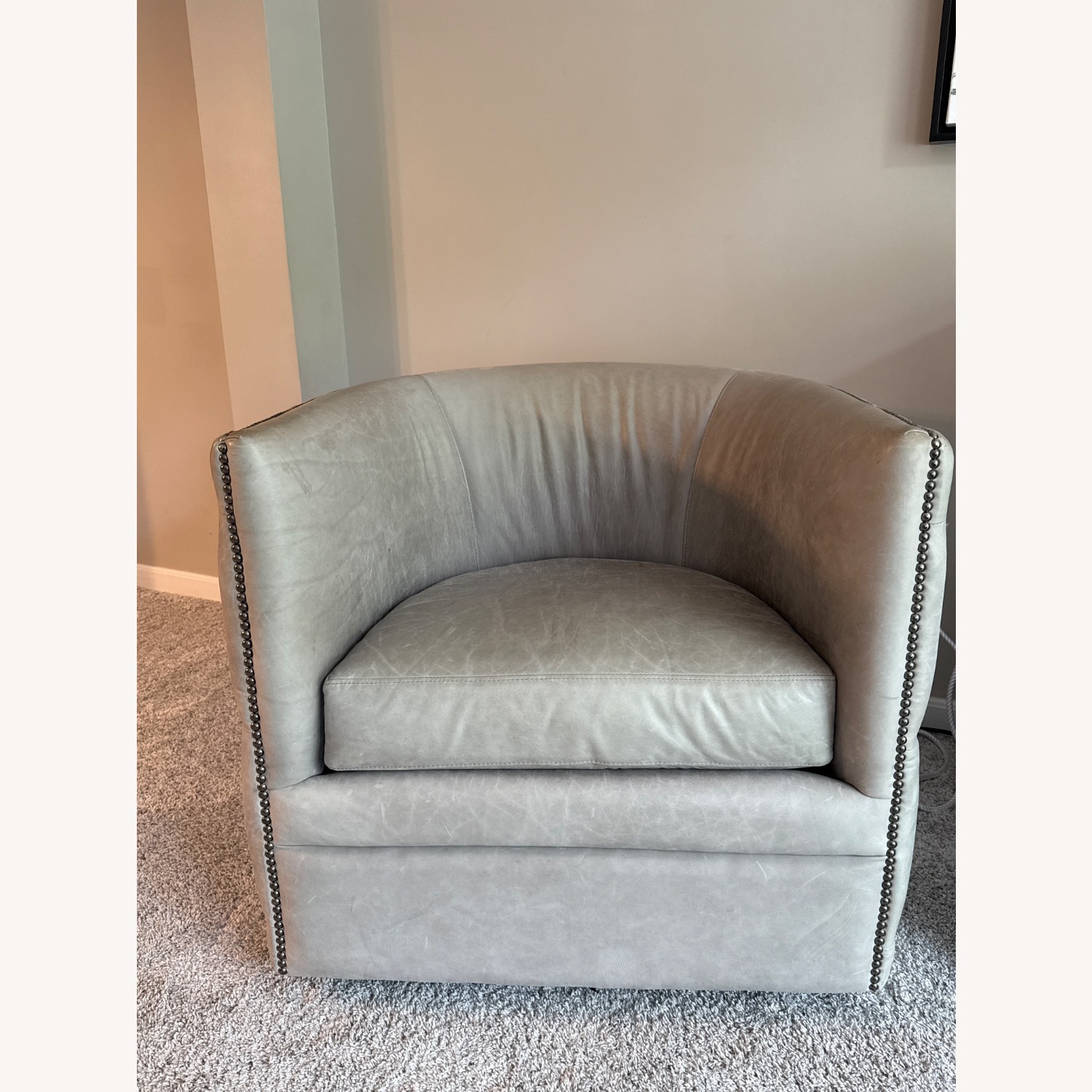 Bernhardt Palazzo Light Gray Leather Accent Chairs - image-3