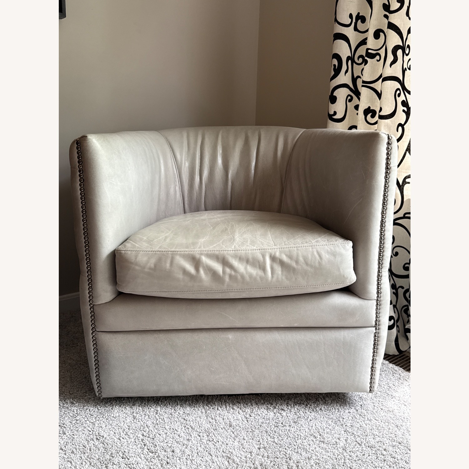 Bernhardt Palazzo Light Gray Leather Accent Chairs - image-4