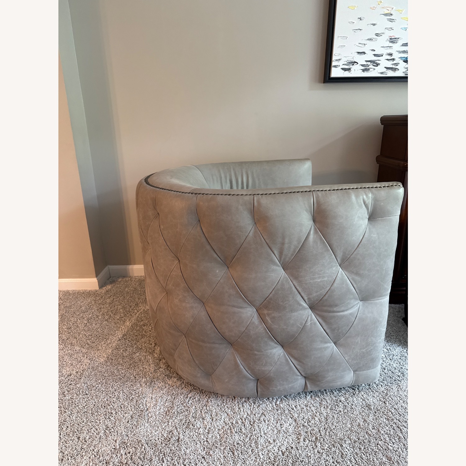 Bernhardt Palazzo Light Gray Leather Accent Chairs - image-5