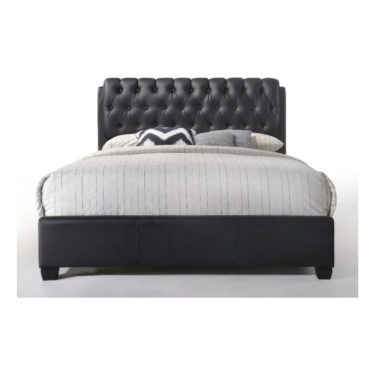 Black Faux Leather King Bed - image-4