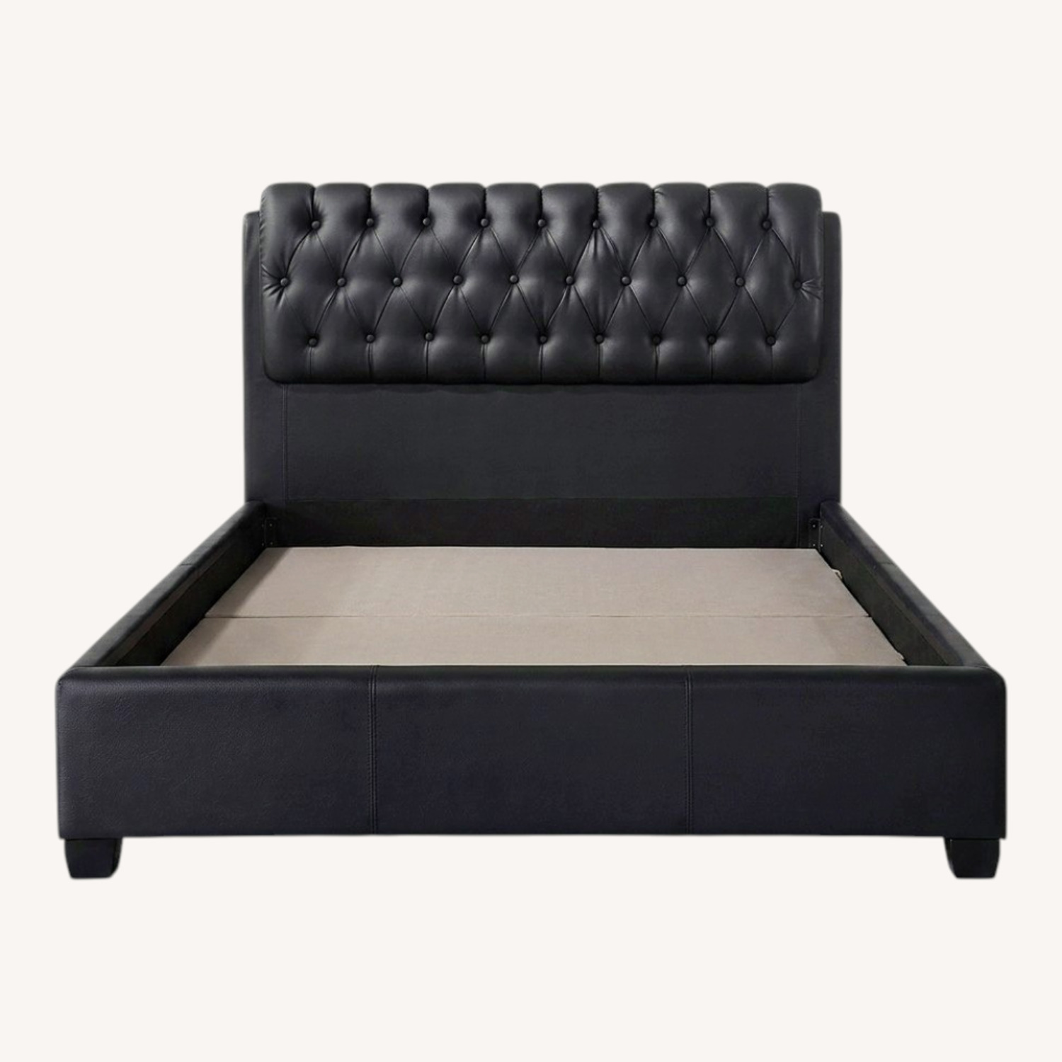 Black Faux Leather King Bed - image-0