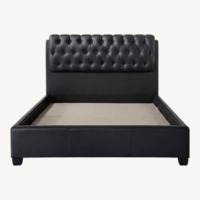Black Faux Leather King Bed