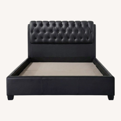 Used Black Faux Leather King Bed for sale on AptDeco