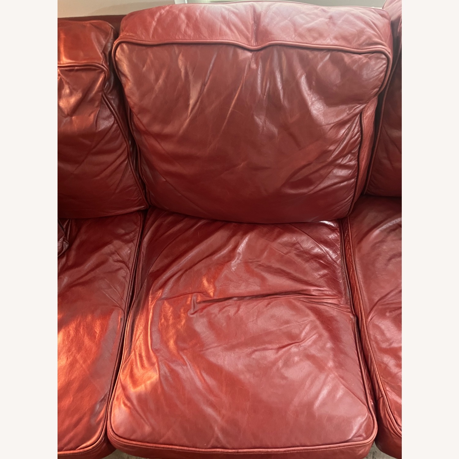 American Leather Red Leather 3+ Seater Sofa - image-4