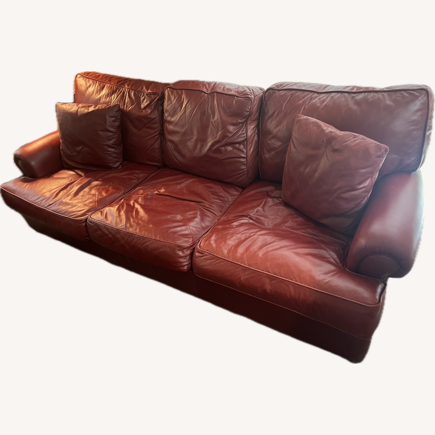 American Leather Red Leather 3+ Seater Sofa - image-2